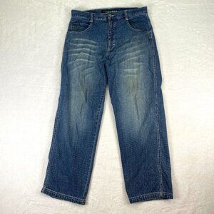 Vintage Southpole Jeans Men 34X32 Blue Straight Denim Baggy Skater Hip Hop Y2K